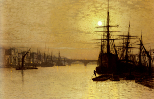 life-imitates-art-far-more:John Atkinson Grimshaw (1836-1893)“The Thames Below London Bridge&r