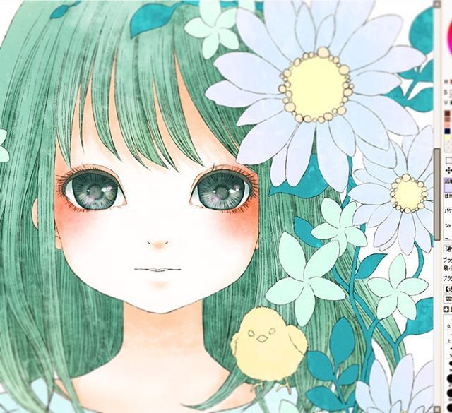 Maki Asaki Illustration 女の子 花 イラスト 絵 Art Artwork Flower Illust