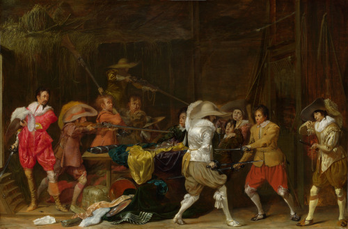 Soldiers Fighting over Booty in a Barn, by Willem Corneliszoon Duyster, National Gallery, London.