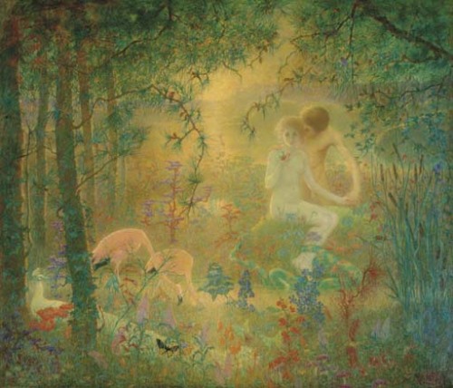 Lucien Lévy-Dhurmer (French, 1865-1953) Adam and Eve in the Garden of Eden