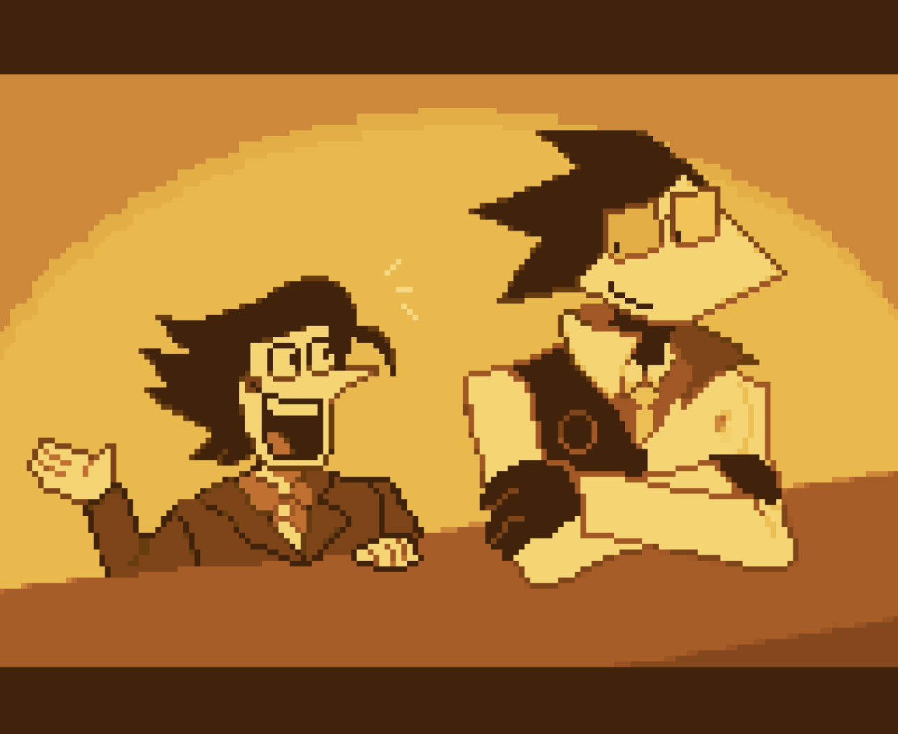shortly after closing time at the Color Cafe..... circa ‘97?? #swatchton#spamton#swatch#deltarune fanart#my art#pixel art