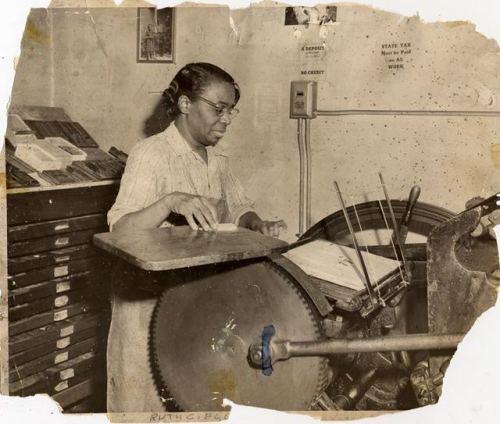 funkpunkandroll84:Printer and gay activist Ruth Charlotte Ellis at a printing shop, c. 1940s.Born in