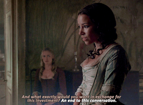 [Caption: various gifs of Max from Black Sails verbally cutting off other people (Rogers when she sa