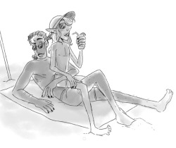 interstellarvagabond: perryart: Kravitz and Taako beach day ! I fucking love this so much this is a long-term relationship when you can just fucking sit on your boyfriend like this A+++ OP 