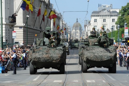 belgian armored car in military parade on the twenty first of july belgian day of independence