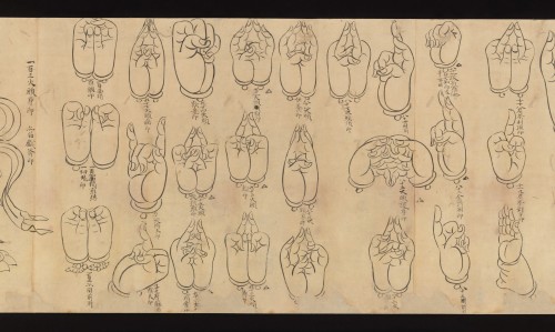 Scroll of Mudras 11th–12th centuryThis handscroll depicts hand gestures known as mudras in Sanskrit,