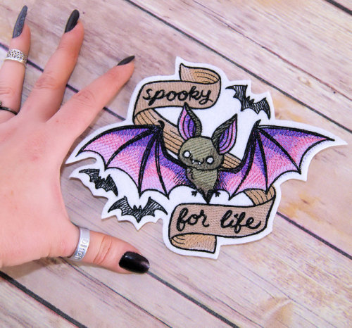 snootyfoxfashion:Spooky for Life Vampire Bat Iron On Patch by MTthreadz