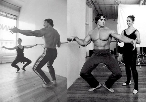 thinkthinkingandthought: Arnold Schwarznegger having a ballet lesson. Happy Friday.