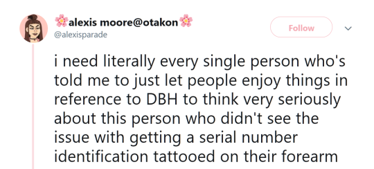 critical-quit: toko-fukawa-official:   terefah:  transgirlnausicaa:   mamoru:  mamoru:  [inhales] no matter how much you like the detroit game. please. please do not get an identification number tattoo.  i can not believe there is actually a need for