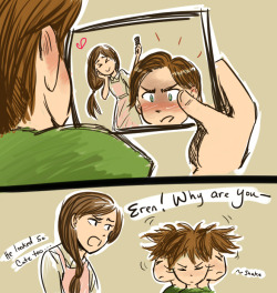 mika213:Eren hates having his hair done.