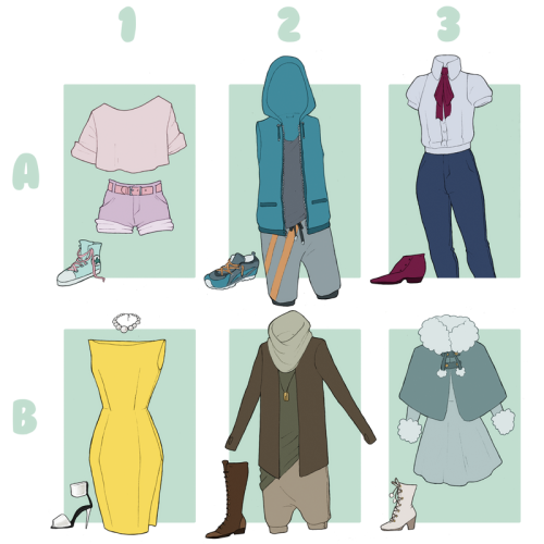 jurinova:Send a character + outfit + accessory! Feel free to use and reblog, but please no reposting