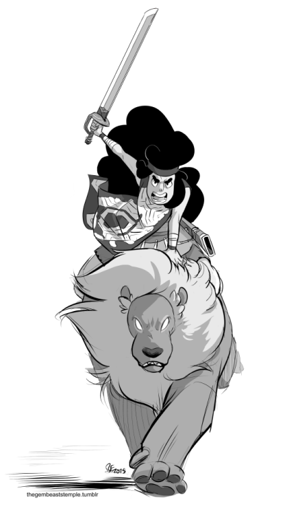 thegembeaststemple:  thegembeaststemple:  Commission for drameddie.   Thank you for your business!  I hope we can see Stevonnie charging into battle in the show sometime~   Dreams really do come true! 