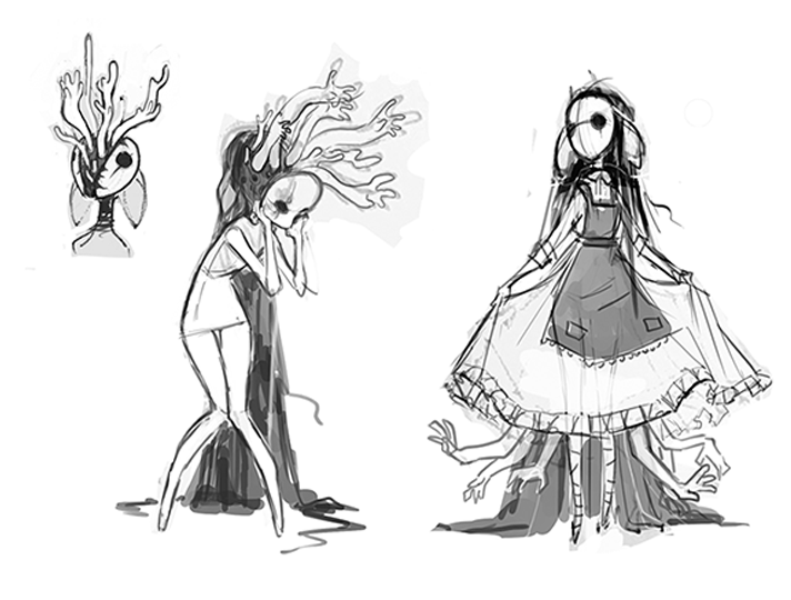 missusruin:Some of the ideation sketches/paintings for the ruinfolk dolls.