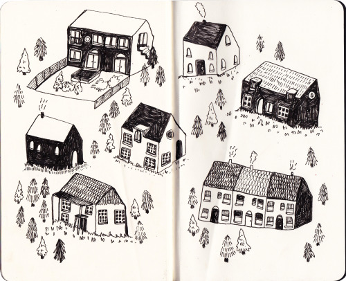 matissie: aimeedanielle: lecture scribbles, tried drawing my house from memory in the top left but i