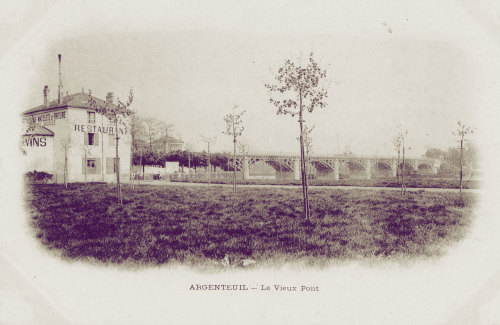 On the banks of the Seine near the Pont d'Argenteuil (c. 1900).The banks of the river [1] were a pla