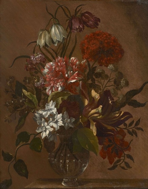 Nicolas Baudesson  (1611 - 1680)“Bouquet de fleurs sur un entablement”