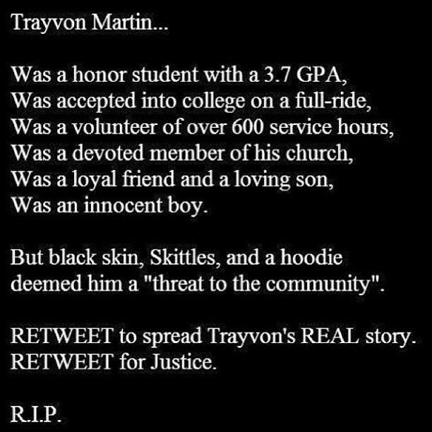 twentytwelvefanfiction:  winnerff:  earthmoonlotus:  Let’s never forget about Trayvon,