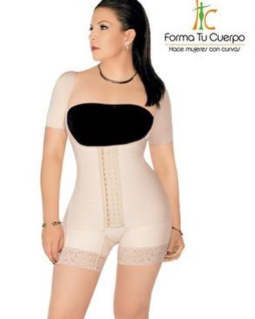 Quarter sleeve faja available in beige with 3 levels of hook and eye closures perfect for under arm 