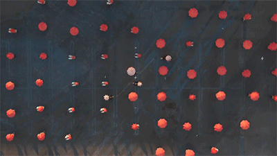 digg:  OK Go is up to their old tricks again.  btw all those colored dots are people
