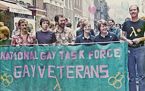 National Gay Task Force, Gay Veterans (including, at far left, Vietnam veteran Bill Bland; Army PFC 