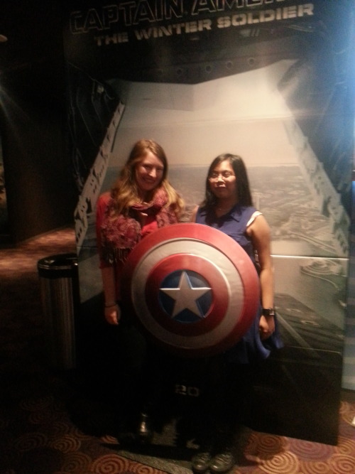 This is a picture of my sister and her friend, we went to see Captain America: The Winter Solider to