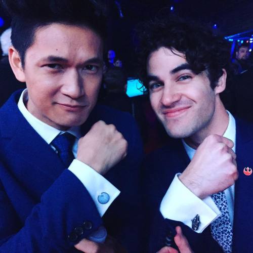 darrencriss-news:DarrenCriss: Death Star and Millenium Falcon cuff links with @harryshumjr
