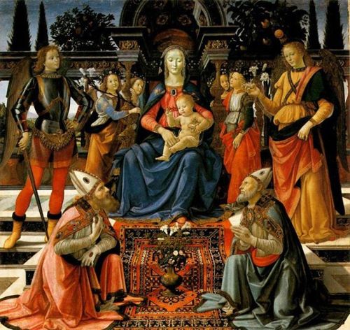 The Armenian carpet creates the sacred space of the Enthroned Madonna.Domenico Ghirlandaio, Enthrone