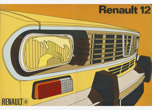 Cover design of brochures for the Renault range, 1970s. It is the backside and front page. Unknown a