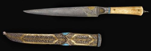 art-of-swords:Ivory-Hilted Kard Dagger Dated: A.H. 1210/ A.D. 1795-6Place Of Origin: Bukhara, P