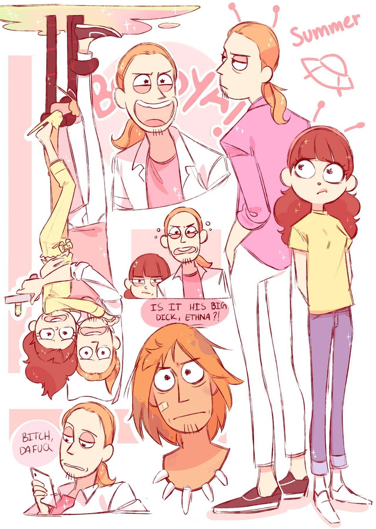 evaroze:  Some more genderbender Rick and morty doodles! I really wanted to draw