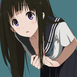 abaslev:  1girl, bent over, black hair, chitanda