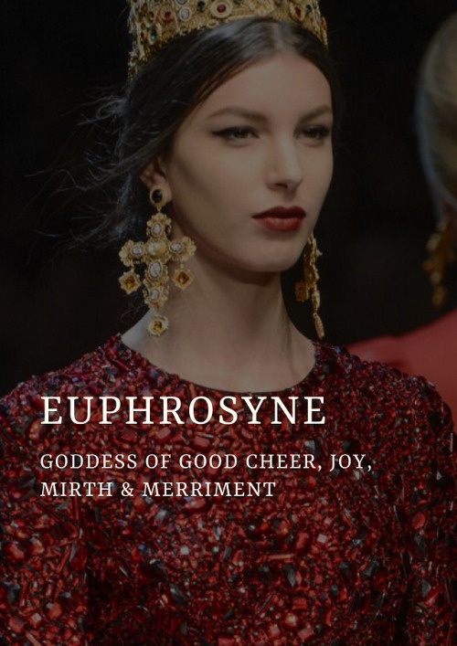 diioonysus: greek mythology → euphrosyne one of the charities; goddess of good cheer, joy, mirth &am