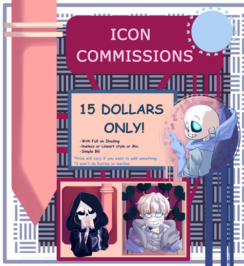 Icon Commissions are open again, this time with only 4 slots!15 Dollars only with simple shading and