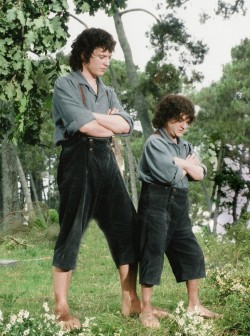     Elijah Wood as Frodo Baggins and his scale double Kiran Shah in The Fellowship of the Ring When Kiran was fifteen years old he read the books, The Lord of the Rings. He always wondered if anyone would make these books into films. His dream came true