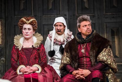 shakespearenews:From left, Helen Schlesinger as Gertrude, Bettrys Jones as Laertes and James Garnon 