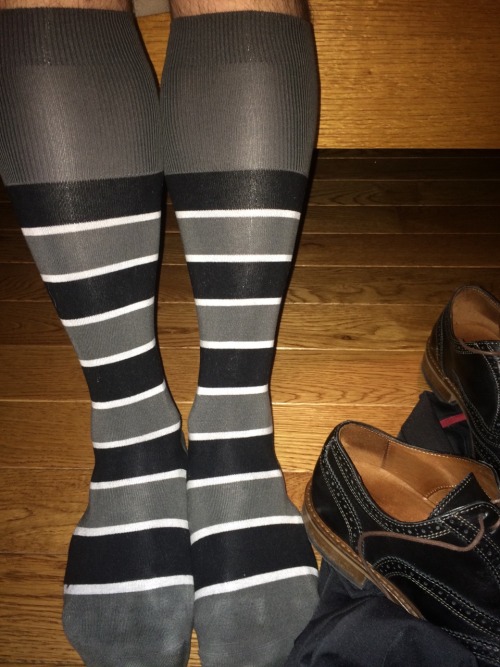 hot4soxdfw:  grsx72:  Today’s grey black and white striped Otc’s with my black Mercanti Fiorentini wingtips.  Awesome