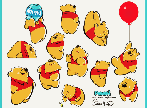 mickeyandcompany:  Byron Howard, co-director of Zootopia and Tangled and animator for Lilo & Stitch and Brother Bear, shares his take on the characters of Winnie the Pooh (x) 