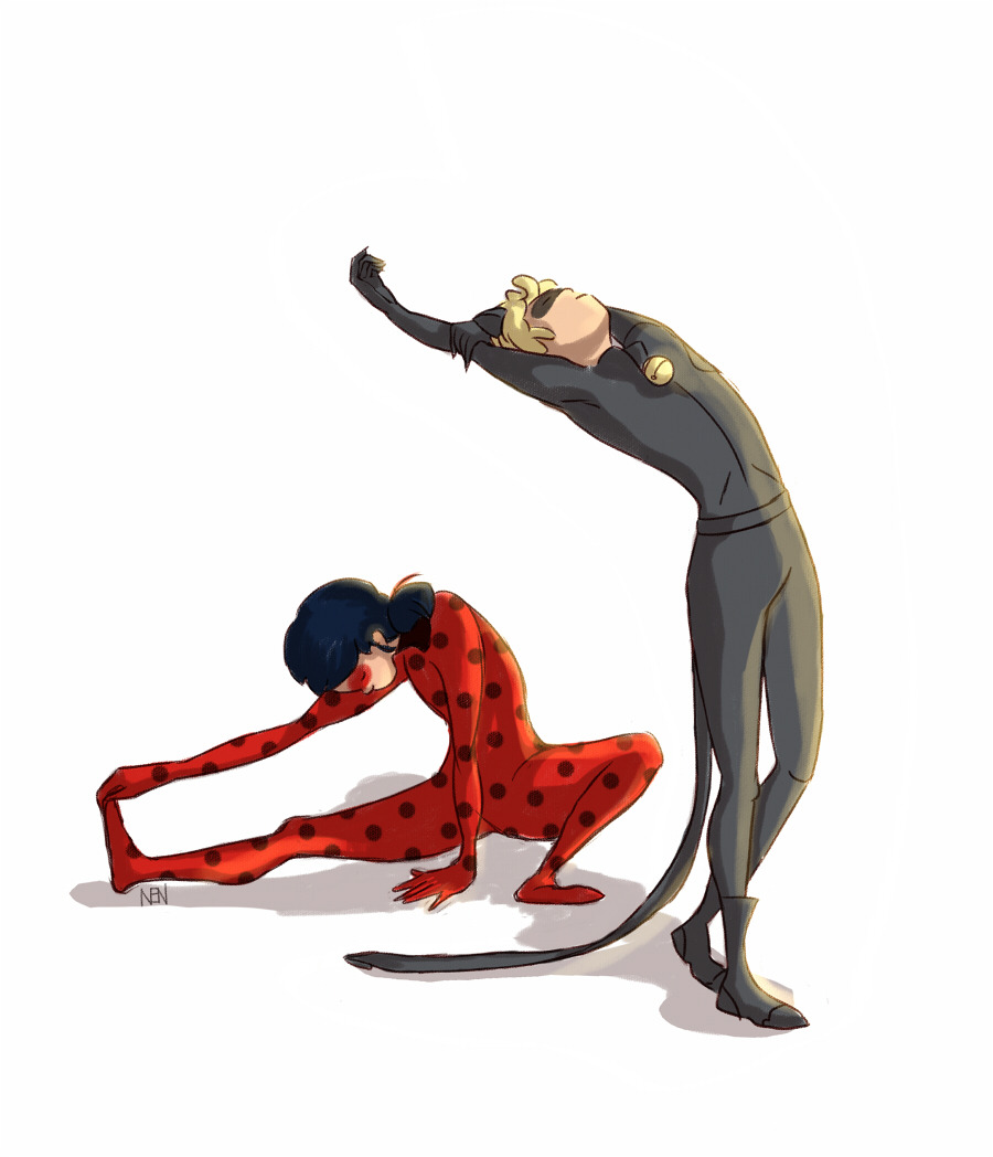catnoirx:  even heroes need to strech