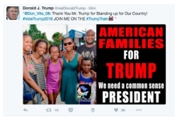 woodmeat:  micdotcom:  Trump uses fake image to show black supportOn Saturday, Trump quoted the above tweet from @Don_Vito_08. The only issue? The people in the photo aren’t Trump supporters. The image is from a Cincinnati news story about the 27th