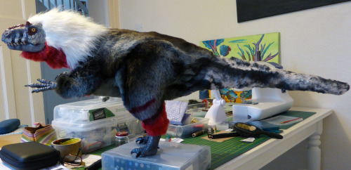 palaeoplushies:Yutyrannus nearly finished. I’ve done some blending between the fabrics, haven’t done