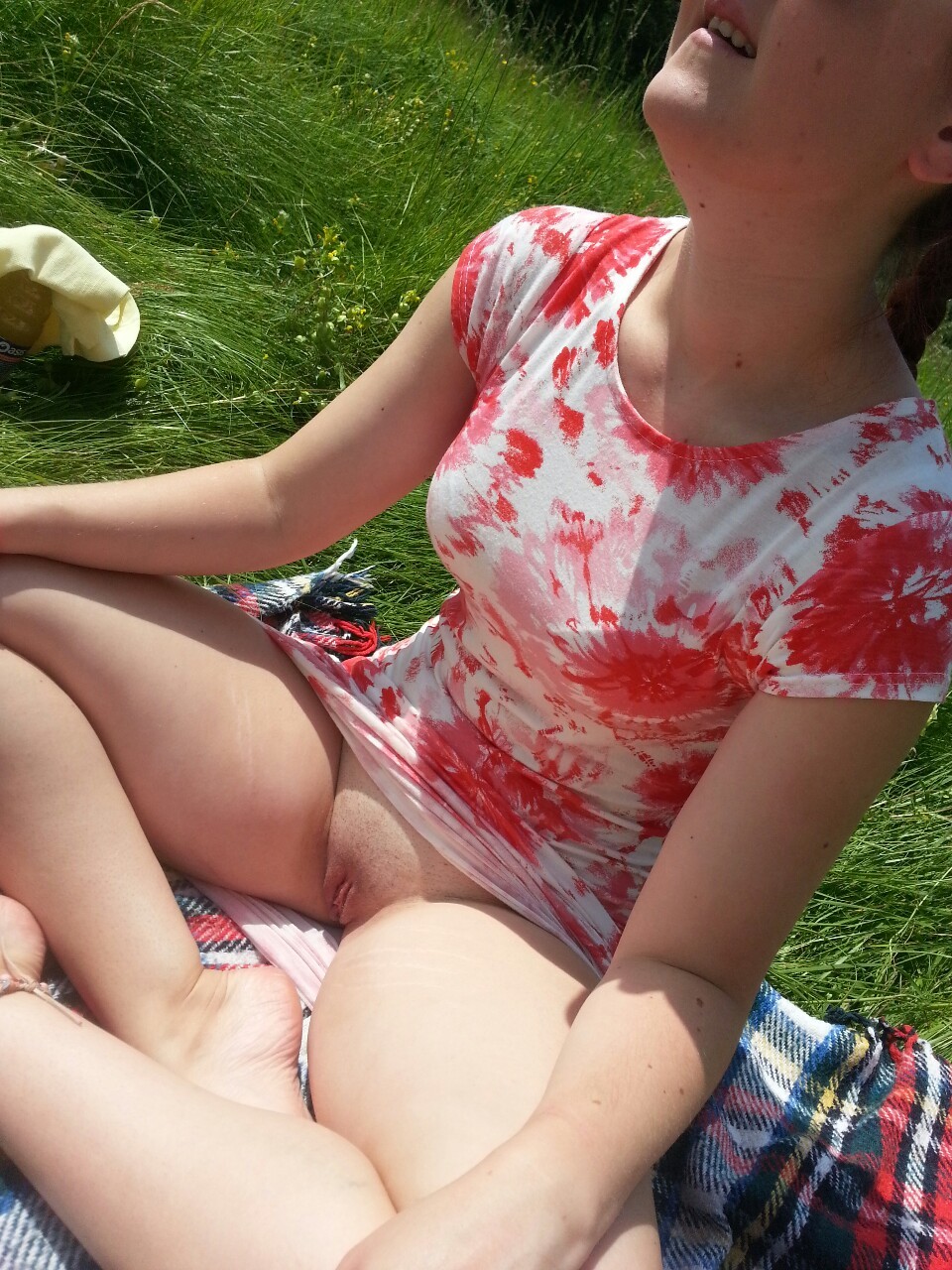 mynaughtylittlegirl:  Gone out for a picnic and had to remove her thong as she got