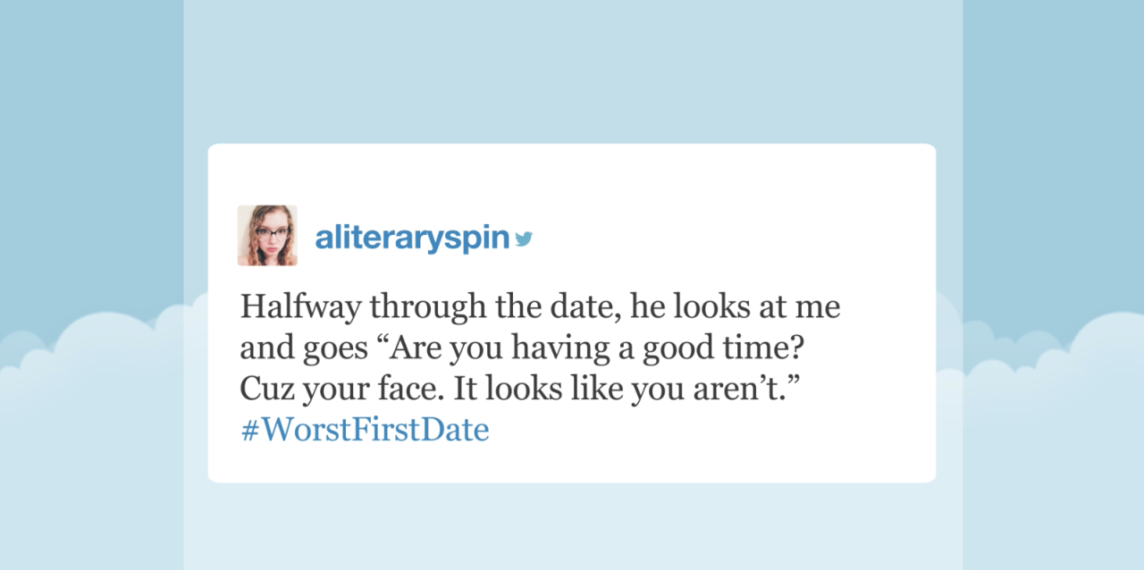 tastefullyoffensive:  Video: Tonight Show Hashtags: #WorstFirstDate  I went out