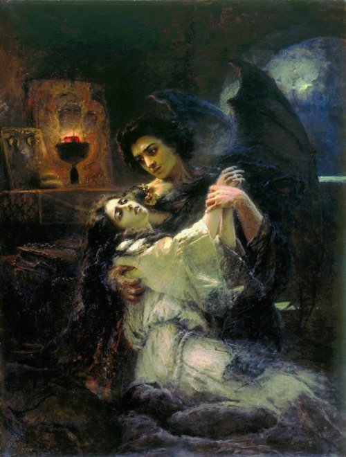 artist-kmakovsky:Tamara and Demon, Konstantin Makovsky https://www.wikiart.org/en/konstantin-makov