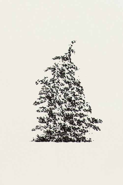 SapinEncre noire sur papier Moleskine (10 x 15 cm)Œuvre disponible à la vente chez Inventaire (Paris