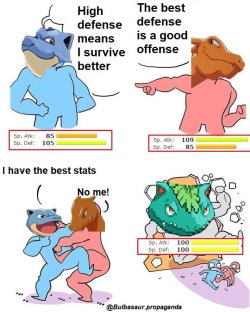 bulbasaur-propaganda:  Charizard gives you power. Blastoise gives you defense. Venusaur gives you both. Original comic by owlturd.com