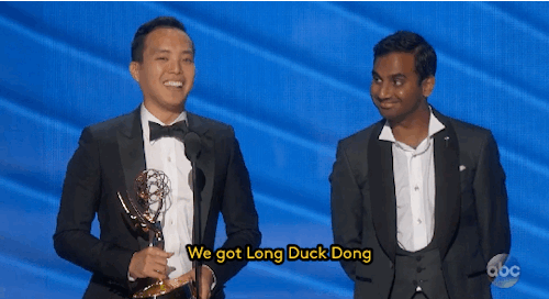 refinery29:  “Asian parents out there, if…just a couple of you get your kids cameras instead of violins, we’ll be all good.” (Read More) Diversity in media, fuck yeah. Gifs: Emmys on ABC 