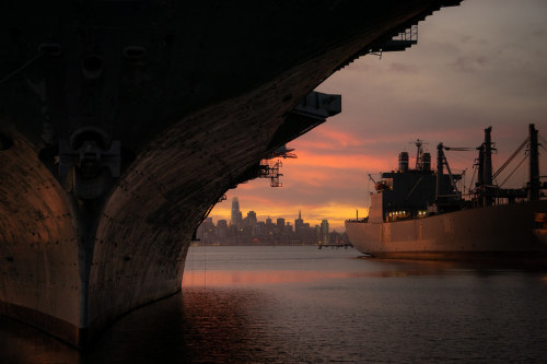 the USS Hornet at dusk, a little later. by D Fitzg flic.kr/p/2i2DqeE