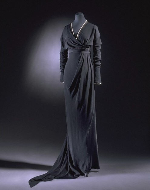 ephemeral-elegance: Silk Crepe Half Mourning Dress, ca. 1910-12 Lucile via V&amp;A