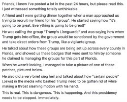 cypsiman2:  officialdebnamcarey:  Trump supporters are now starting to organize and create their own version of what looks like a “watered down” Gestapo.  They’re calling themselves the “Lions of Trump.   They are recruiting White individuals