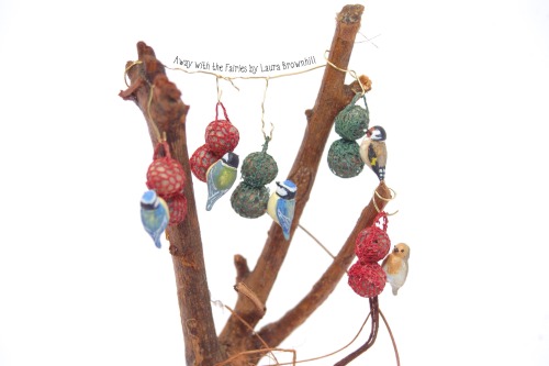Birds feeding on suet balls Away with the Fairies by Laura Brownhillhttps://www.etsy.com/uk/shop/Cou
